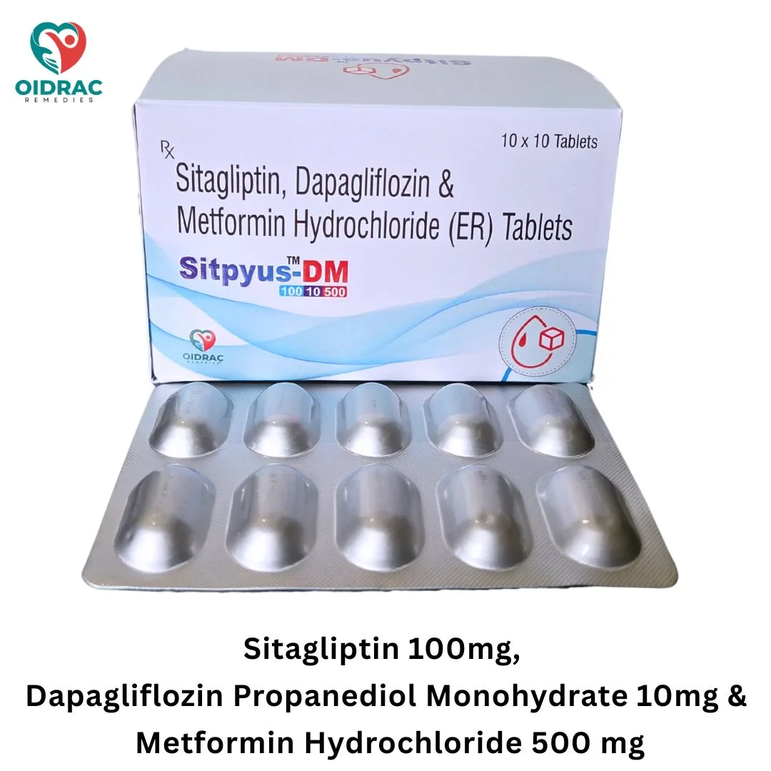 Sitagliptin 100mg, Dapagliflozin Propanediol Monohydrate 10mg and Metformin Hydrochloride 500mg