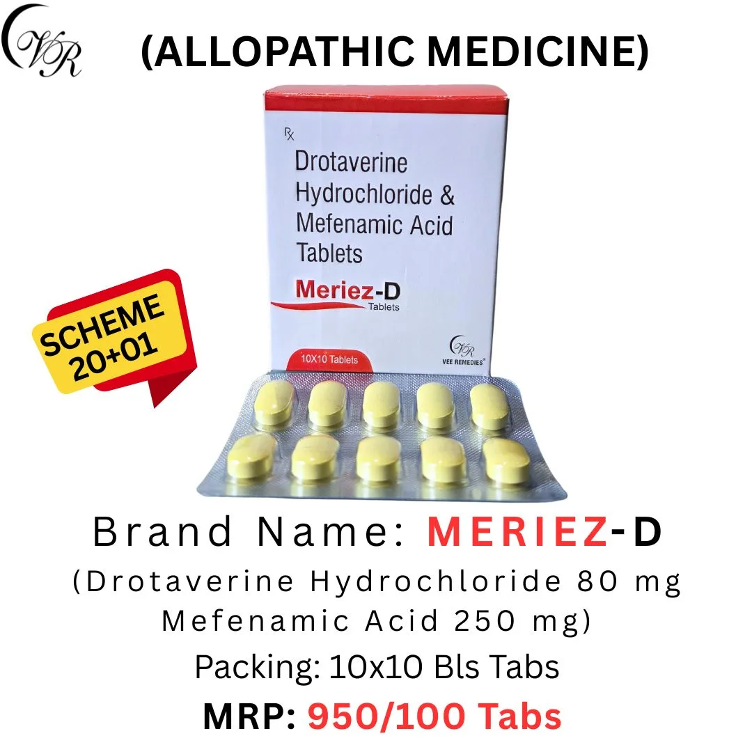 Drotaverine Hydrochloride 80mg and Mefenamic Acid 250mg Tablets